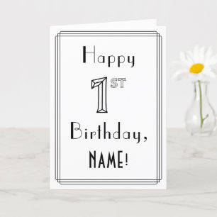 Happy 1st Birthday, Art Deco Style met aangepaste  Kaart