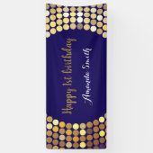 Happy 1st Birthday Banner Navy Blue Gold Glitter (Verticaal)