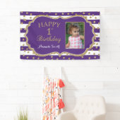 Happy 1st Birthday Banner Paars Gold Foto (Insitu)