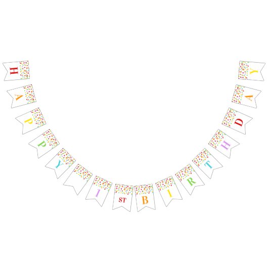 Happy 1st Birthday Banner Rainbow Confetti (Alle)