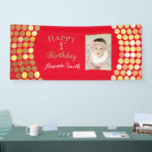Happy 1st Birthday Banner Red en Gold Photo (Beurs)