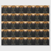 Happy 1st Birthday Black en Gold Glitter Cadeaupapier (Vlak)