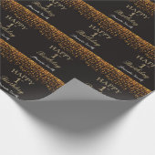 Happy 1st Birthday Black en Gold Glitter Cadeaupapier (Hoek)