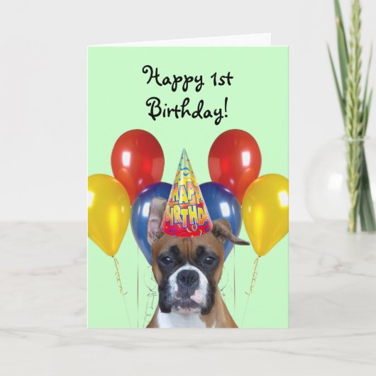 Happy 1st Birthday Boxer wenskaart Kaart (Voorkant)
