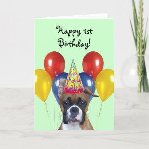 Happy 1st Birthday Boxer wenskaart Kaart