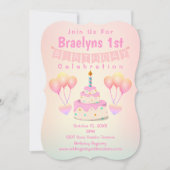 Happy 1st Birthday Cake & Balloons Kaart (Voorkant)