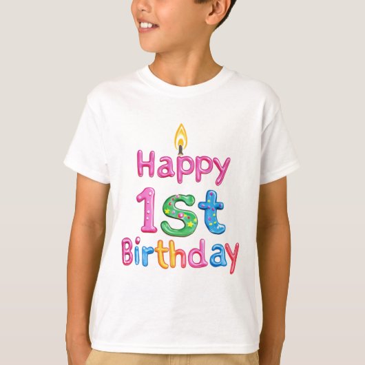 Happy 1st Birthday – Celebration Text Design T-shirt (Voorkant)
