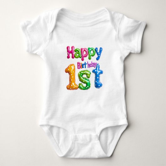 Happy 1st Birthday – Colorful Balloon Design Romper (Voorkant)
