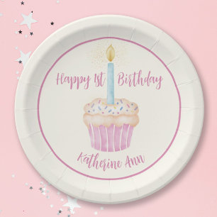 Happy 1st Birthday Cupcake Paper Bord
