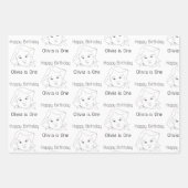 Happy 1st Birthday Custom Baby Face Portrait Inpakpapier Vel (Voorkant 2)