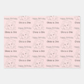 Happy 1st Birthday Custom Baby Face Portrait Inpakpapier Vel (Voorkant)