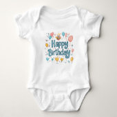 Happy 1st Birthday – Cute balloon Romper (Voorkant)