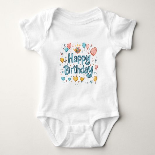 Happy 1st Birthday – Cute balloon Romper (Voorkant)