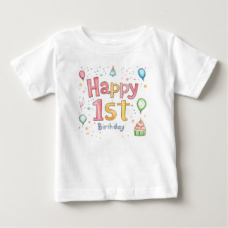 Happy 1st Birthday – Cute Birthday Card with pink 