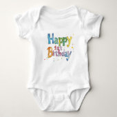 Happy 1st Birthday – Cute Text Art Design for Kids Romper (Voorkant)