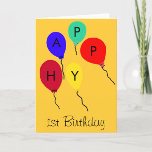 Happy 1st Birthday Flying Balloons Kaart