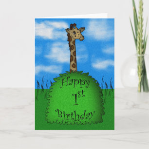 Happy 1st Birthday Giraffe Kaart, schattig Kaart
