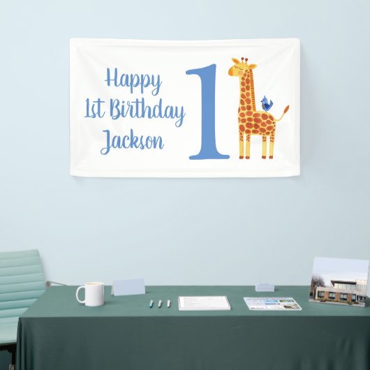Happy 1st Birthday Giraffe Party Spandoek (Beurs)