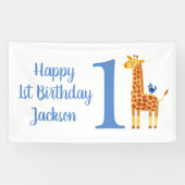 Happy 1st Birthday Giraffe Party Spandoek (Horizontaal)