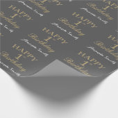 Happy 1st Birthday Gold Glitter en Grey Cadeaupapier (Hoek)