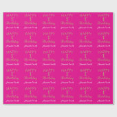 Happy 1st Birthday Gold Glitter en Hot Pink Cadeaupapier (Vlak)