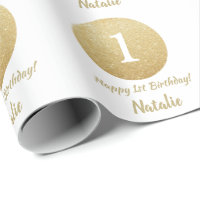 Happy 1st Birthday Gold Glitter en White