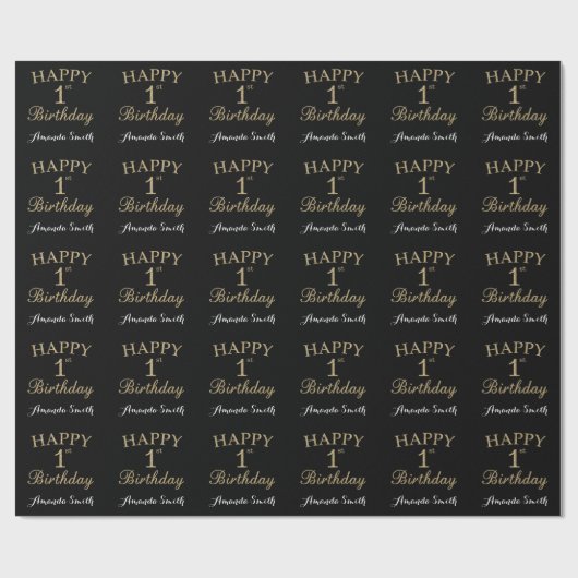 Happy 1st Birthday Gold Glitter Wrapping Paper Cadeaupapier (Vlak)