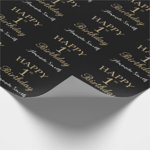 Happy 1st Birthday Gold Glitter Wrapping Paper Cadeaupapier