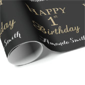 Happy 1st Birthday Gold Glitter Wrapping Paper Cadeaupapier (Rol Hoek)