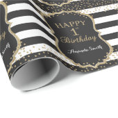 Happy 1st Birthday Gold Glitter Wrapping Paper Cadeaupapier (Rol Hoek)