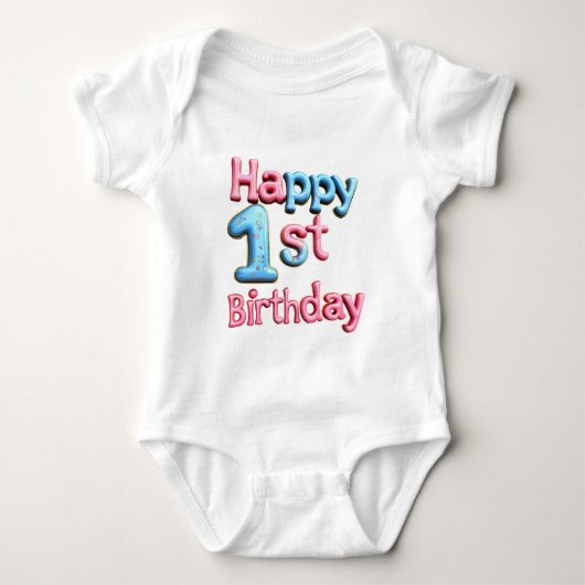 Happy 1st Birthday - Happy 1st Birthday Greeting  Romper (Voorkant)