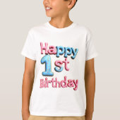 Happy 1st Birthday - Happy 1st Birthday Greeting  T-shirt (Voorkant)