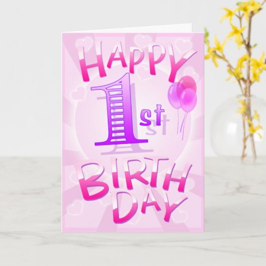 Happy 1st Birthday Kaart (Gele Bloem)