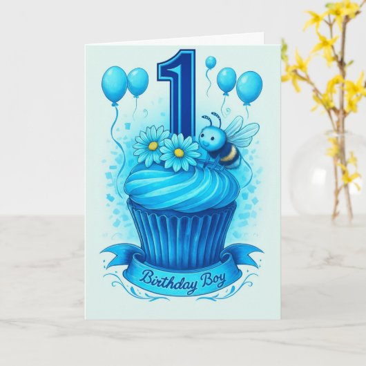 Happy 1st Birthday-kaart Kaart (Gele Bloem)