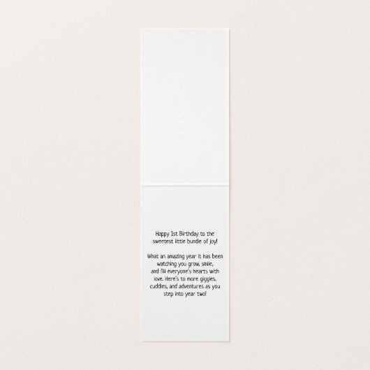 Happy 1st Birthday - Kaart voor kinderen (Binnenkant ongevouwen)
