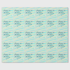 Happy 1st birthday kids baby blue green pastel ret cadeaupapier