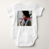 Happy 1st birthday kids baby mother red orange sty romper (Achterkant)