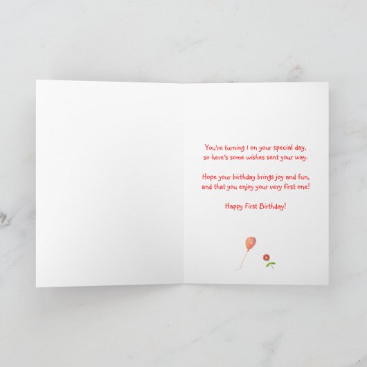 Happy 1st Birthday Lamb en ballonnen Kaart (Binnen)