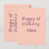 Happy 1st birthday orange purple boho retro name  briefkaart (Voorkant / Achterkant)