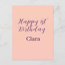 Happy 1st birthday orange purple boho retro name  briefkaart