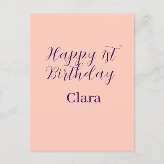 Happy 1st birthday orange purple boho retro name  briefkaart (Voorkant)