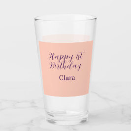 Happy 1st birthday orange purple boho retro name  glas