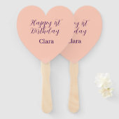 Happy 1st birthday orange purple boho retro name  handwaaier (Voorkant en achterkant)