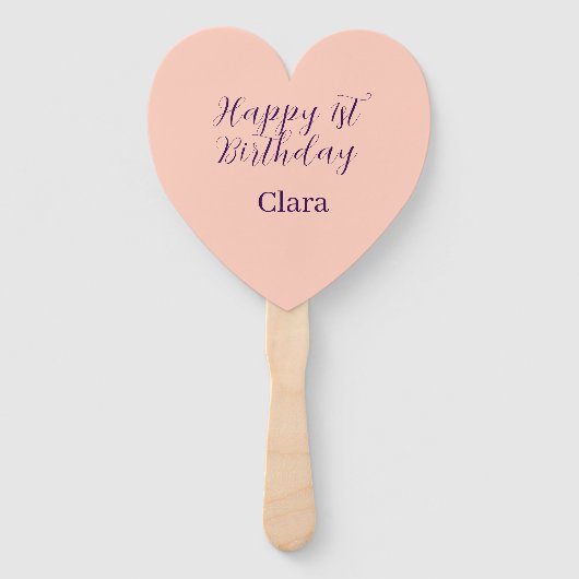 Happy 1st birthday orange purple boho retro name  handwaaier (Voorkant)