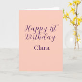 Happy 1st birthday orange purple boho retro name  kaart (Gele Bloem)