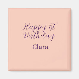 Happy 1st birthday orange purple boho retro name  magneet