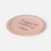 Happy 1st birthday orange purple boho retro name  papieren bordje (Gekanteld)