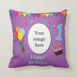 Happy 1st Birthday Pillow met jouw foto Kussen