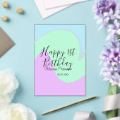 Happy 1st birthday pink green blue acrylic pour  acryl uitnodigingen (Insitu (Huwelijk))