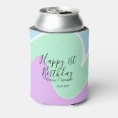 Happy 1st birthday pink green blue acrylic pour blikjeskoeler (Blikje Achterkant)